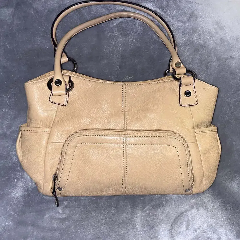 Tignanello Tan Leather Organizer Bag - Hobo Style
